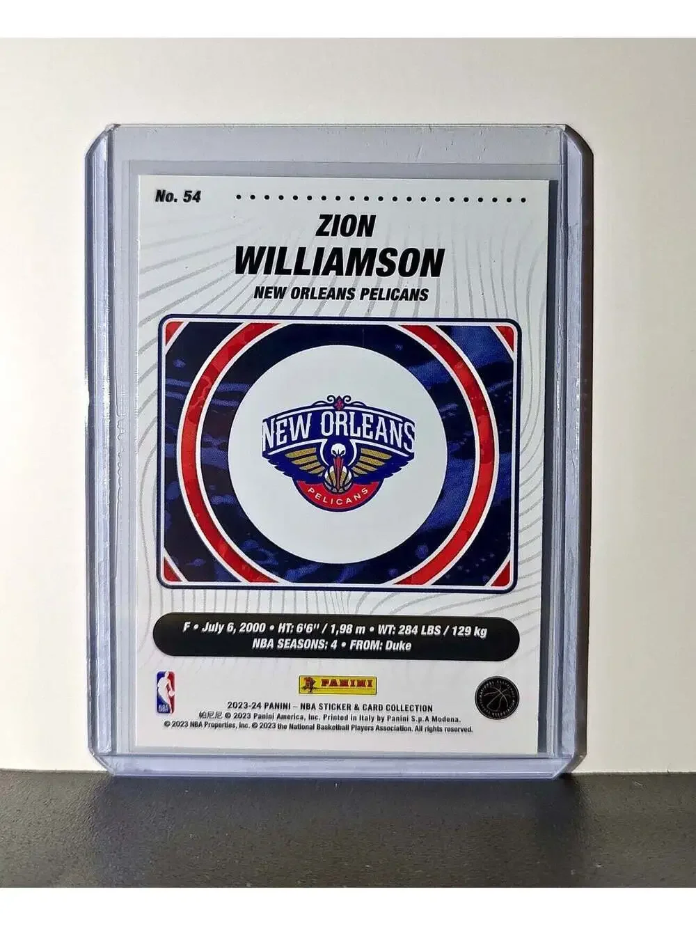 Zion Williamson 2023-24 Panini NBA #54 Foil Sticker Card New Orleans Pelicans